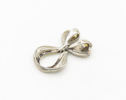 KABANA 925 Sterling Silver  Vintage Shiny Ribbon Bow Drop Pendant  PT14460