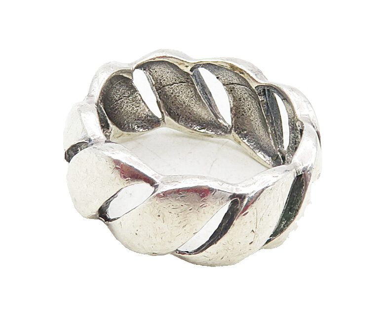 925 Sterling Silver  Vintage Shiny Swirly Cutout Band Ring Sz 6.5  RG9428