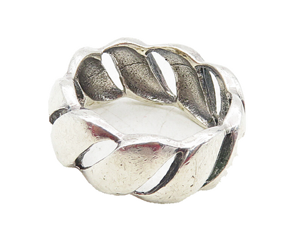 925 Sterling Silver  Vintage Shiny Swirly Cutout Band Ring Sz 6.5  RG9428