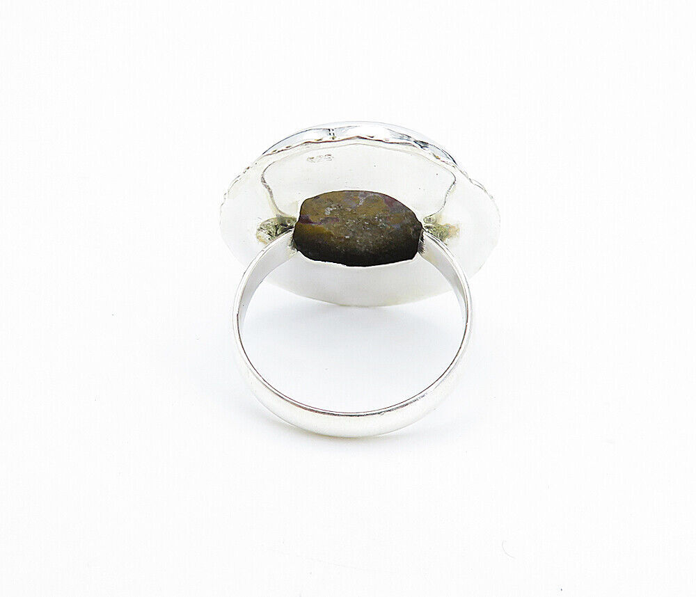 925 Sterling Silver Cabochon Cut Multi Color Jasper Cocktail Ring Sz 9 RG7990