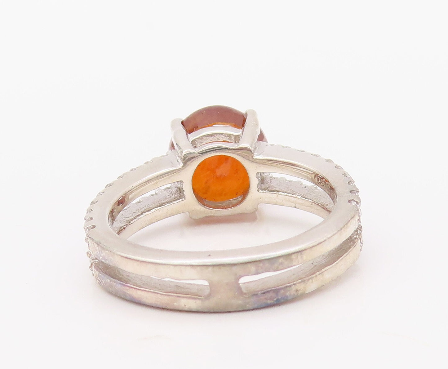 925 Sterling Silver Vintage Ring Round Cut Gemstone Split Band CZ  Sz 7  RG30650