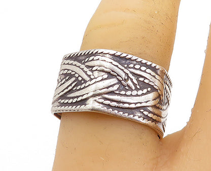 925 Sterling Silver  Vintage Antique Braided Hexagon Band Ring Sz 8  RG4118