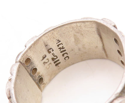 925 Sterling Silver Vintage Ring MEXICO Solid '+' & 'O' Carved  Sz 11  RG31161
