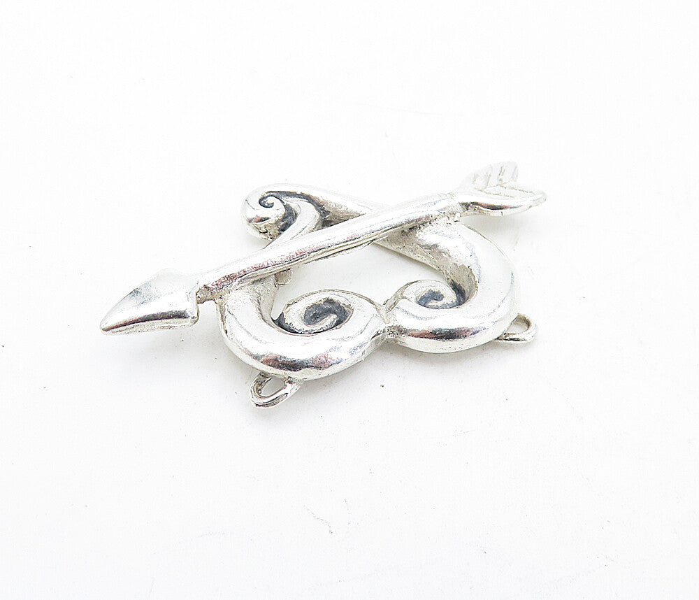 925 Sterling Silver Vintage DEBORAH ARMSTRONG Heart Bow & Arrow Pendant  PT3729
