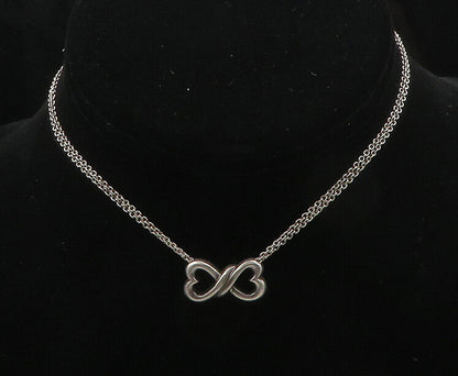 925 Sterling Silver  Vintage Smooth Infinity Love Hearts Thin Necklace  NE2816