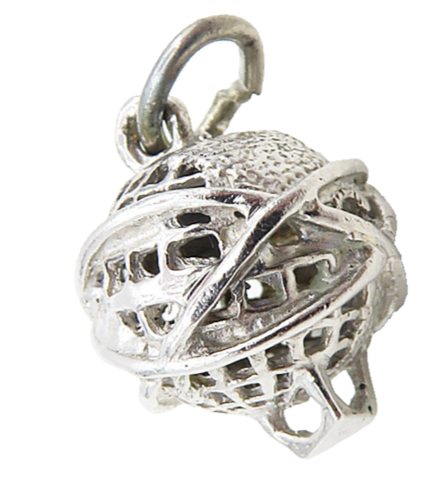 925 Sterling Silver  Vintage Petite Wrapped World Globe Drop Pendant  PT6912