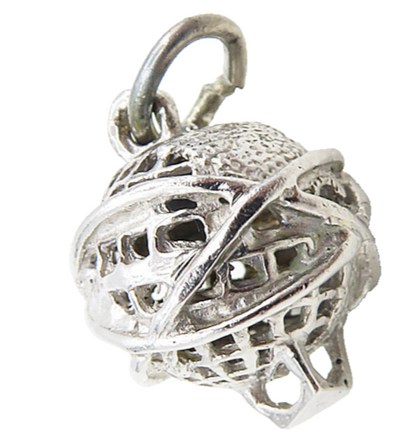 925 Sterling Silver  Vintage Petite Wrapped World Globe Drop Pendant  PT6912