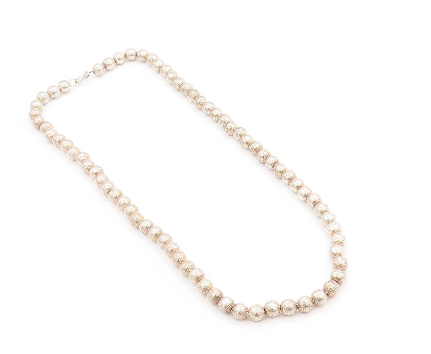 925 Sterling Silver Vintage Necklace Chunky Dotted Spherical Bead Chain  NE4679