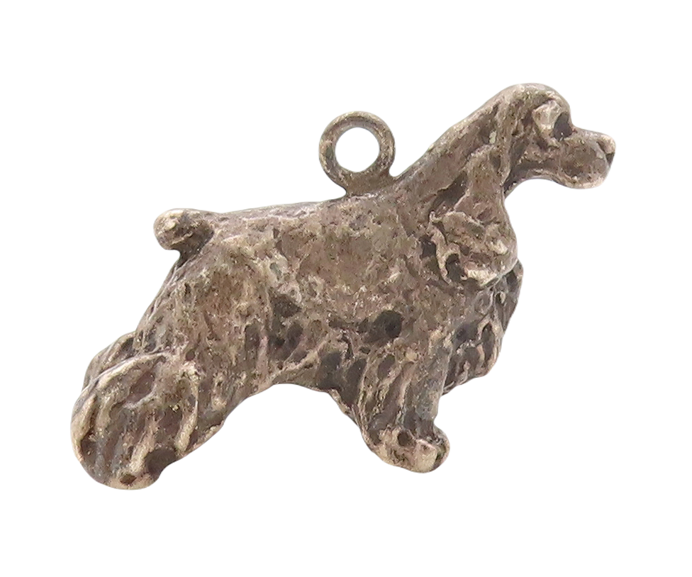925 Sterling Silver Vintage Pendant Dark Tone 3D Carved Dog  PT23624