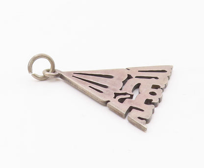MIDDLE EAST 925 Silver  Vintage Egyptian Pyramid Cutout Pendant  PT19563