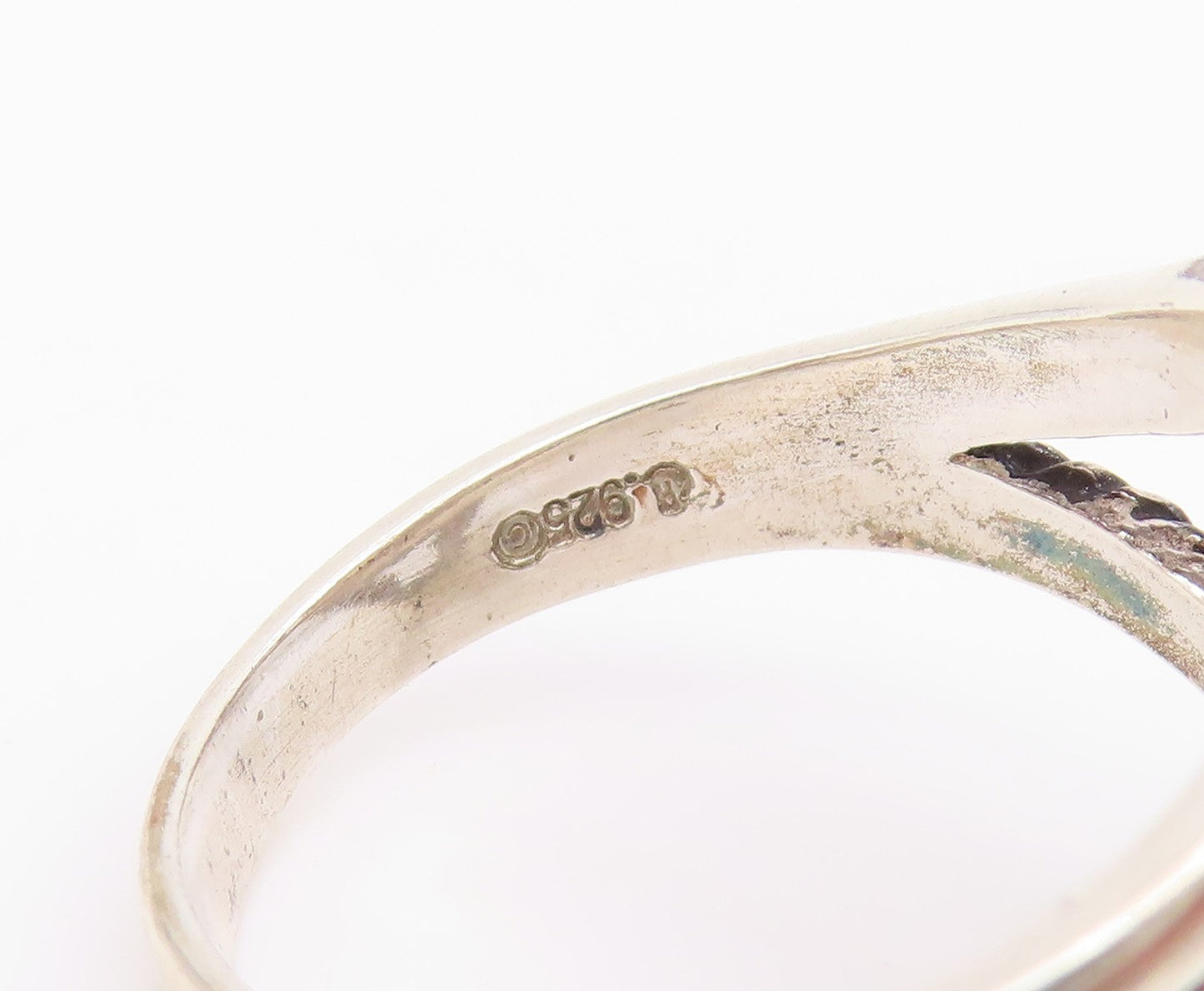 925 Sterling Silver Vintage Ring CAROLYN POLLACK Gemstones Inlay  Sz 10  RG33075