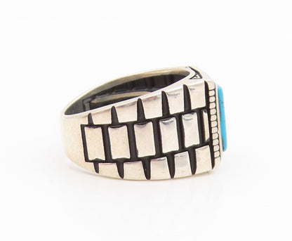 925 Sterling Silver Vintage Ring CHIMODA Turquoise Geometric Band  Sz 9  RG35545