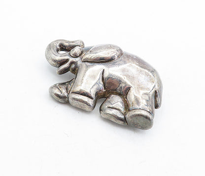 925 Sterling Silver  Vintage Dark Tone Hollow Elephant Brooch Pin  BP1974