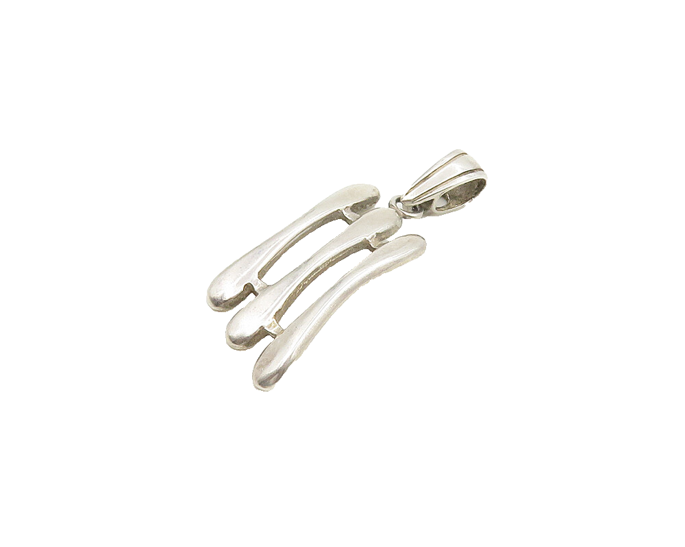 925 Sterling Silver  Vintage Shiny Smooth Fence Design Drop Pendant  PT14842