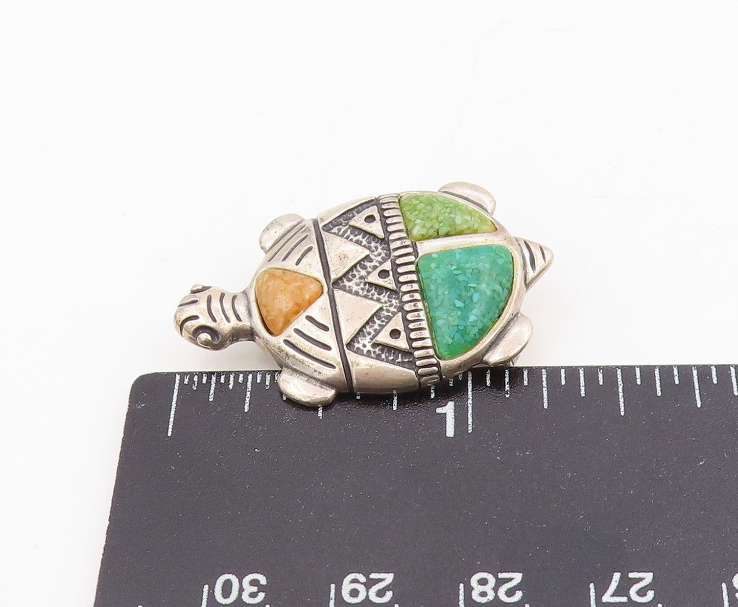 925 Sterling Silver Vintage Brooch Pin CAROLYN POLLACK Turquoise Turtle  BP12220