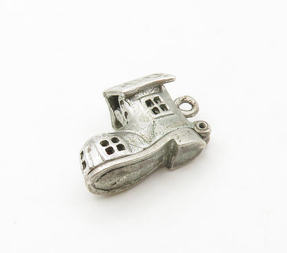 925 Sterling Silver  Vintage Petite Shoe House Motif Pendant (OPENS)  PT13082