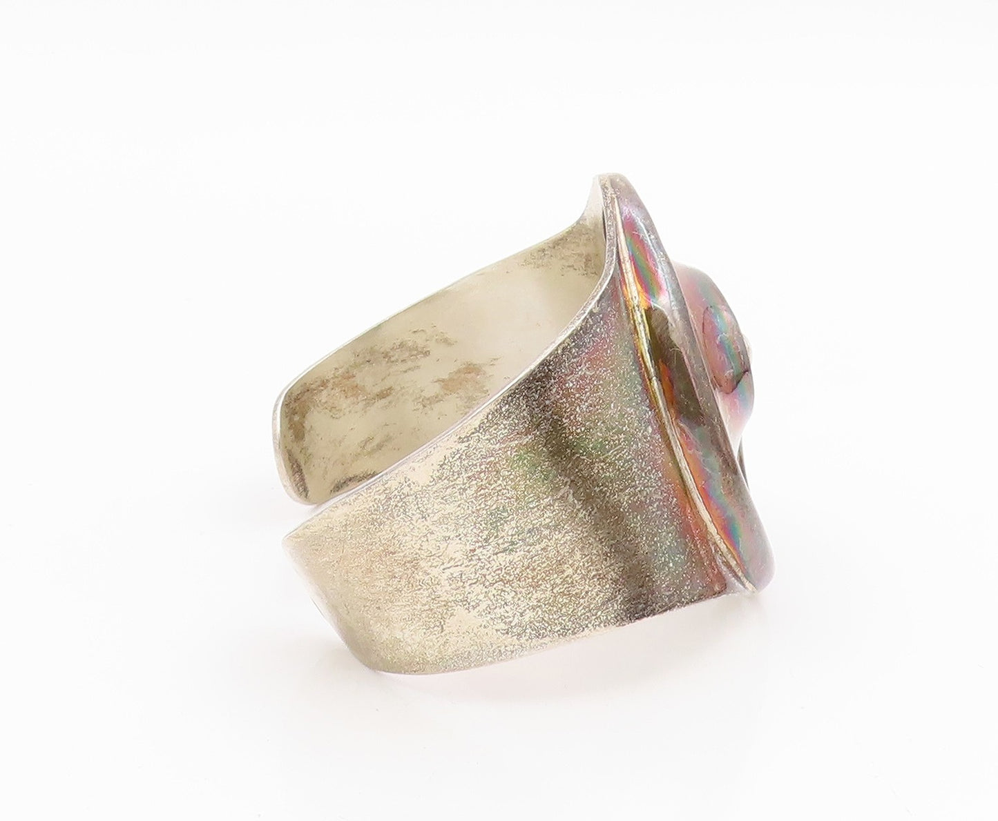 925 Sterling Silver Vintage Bracelet MEXICO Abstract Swirl Cutout Cuff  BT11946