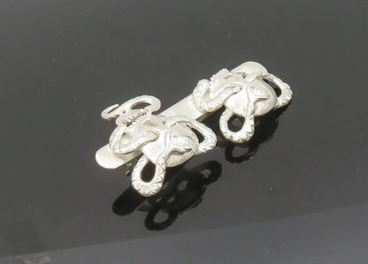 925 Sterling Silver  Vintage Skeleton Head With Snakes Brooch Pin  BP8179