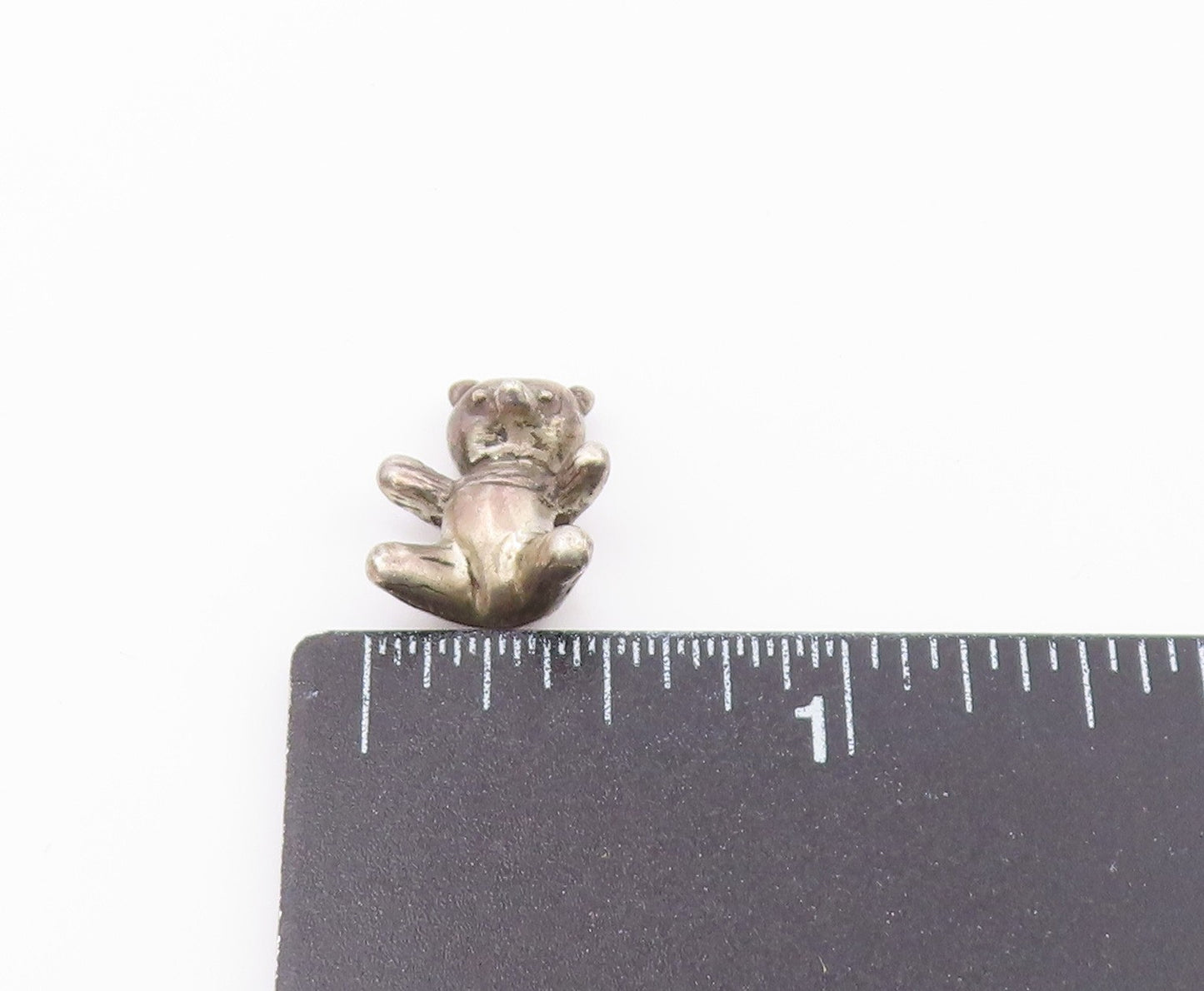 925 Sterling Silver  Vintage Petite Dark Tone Teddy Bear Pendant  PT17298