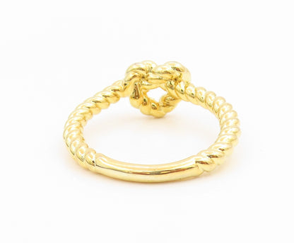 925 Sterling Silver Vintage Ring Gold Plated Love Heart Knot  Sz 10  RG35791