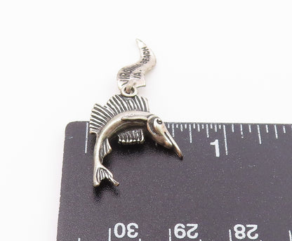 925 Sterling Silver  Vintage Virginia Beach Swordfish Charm Pendant  PT21782