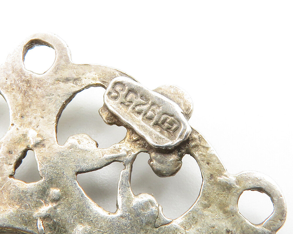 925 Sterling Silver  Vintage Antique Pretzel Swirl Round Brooch Pin  BP5613