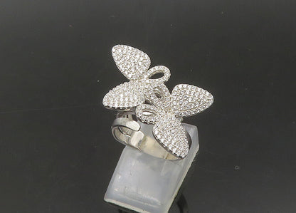 925 Silver  Vintage Shiny Cubic Zirconia Butterflies Band Ring Sz 6  RG22001