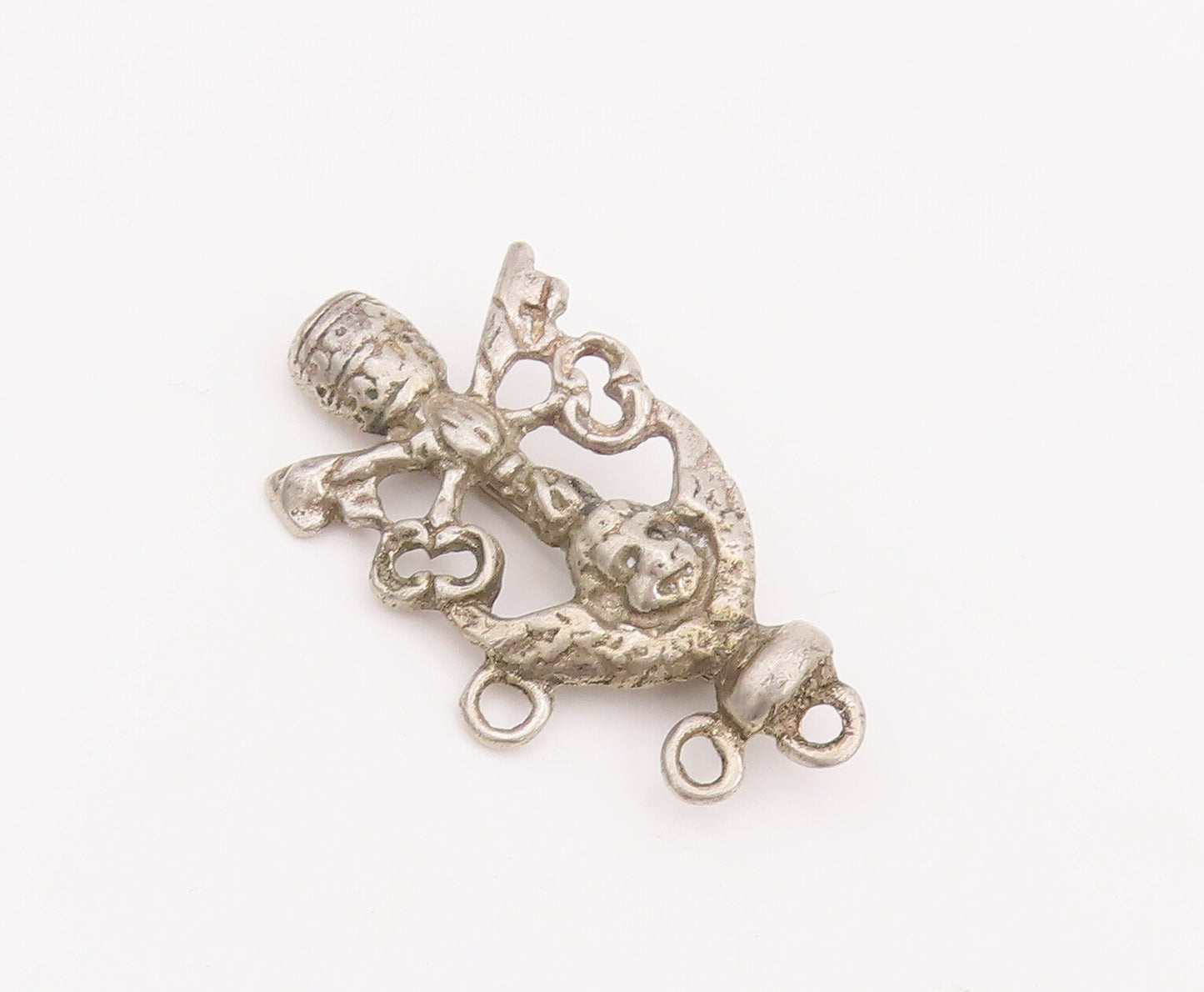 925 Sterling Silver Vintage Brooch Pin Solid Cutout Angel Holing Keys  BP11039