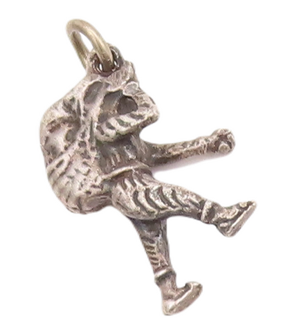 925 Sterling Silver Vintage Pendant 3D Carved Mountain Climber Man Charm PT22910