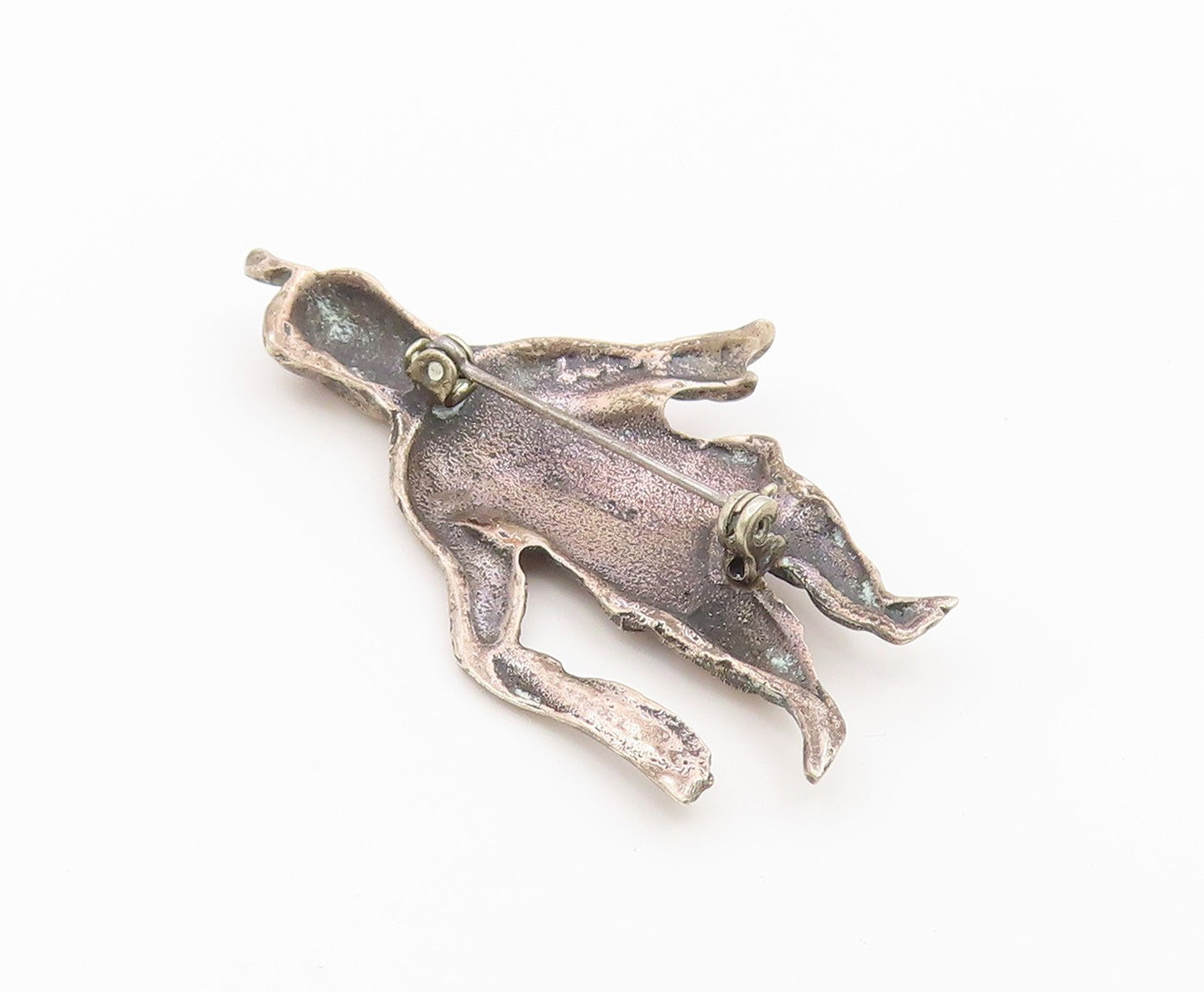 925 Sterling Silver Vintage Brooch Pin Man Holding Scarf Figural Cutout  BP12626