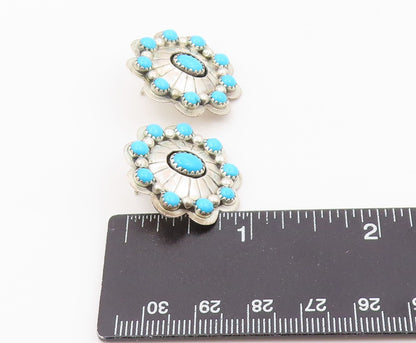 925 Sterling Silver Vintage Earrings RUNNING BEAR NAVAJO Turquoise Stud  EG14458