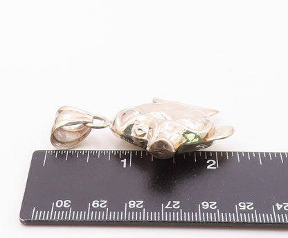 925 Sterling Silver  Vintage Shiny Hollow Fish Drop Pendant  PT17607