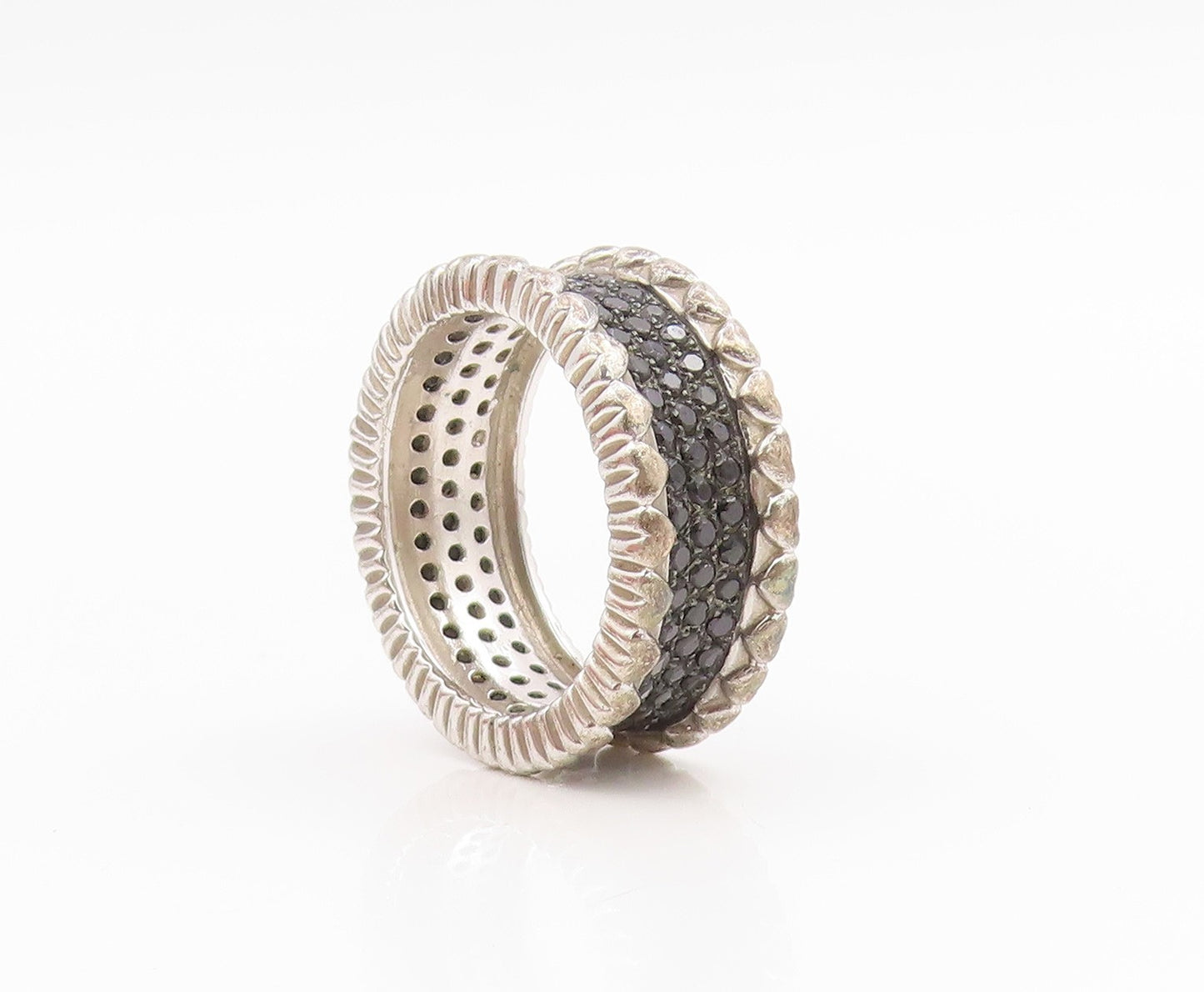 925 Sterling Silver Vintage Ring Spinel Multi Row Eternity Band  Sz 7  RG34628
