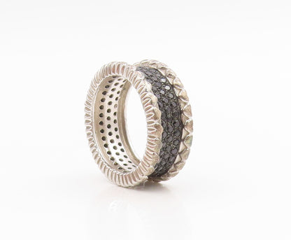 925 Sterling Silver Vintage Ring Spinel Multi Row Eternity Band  Sz 7  RG34628