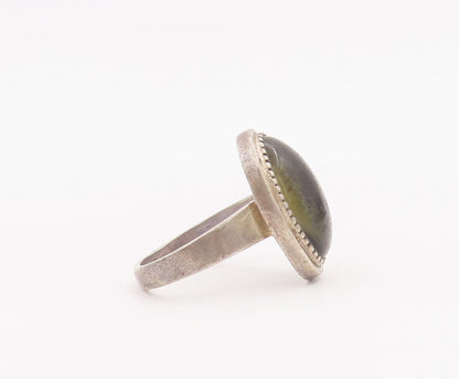 925 Sterling Silver Vintage Ring ESPO Minimalist Oval Cabochon Onyx Sz 8 RG28083
