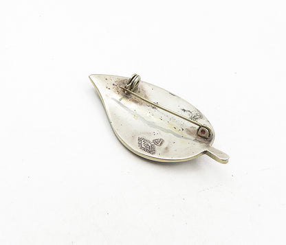TMT MEXICO 925 Sterling Silver  Vintage Abalone Shell Leaf Brooch Pin  BP3403