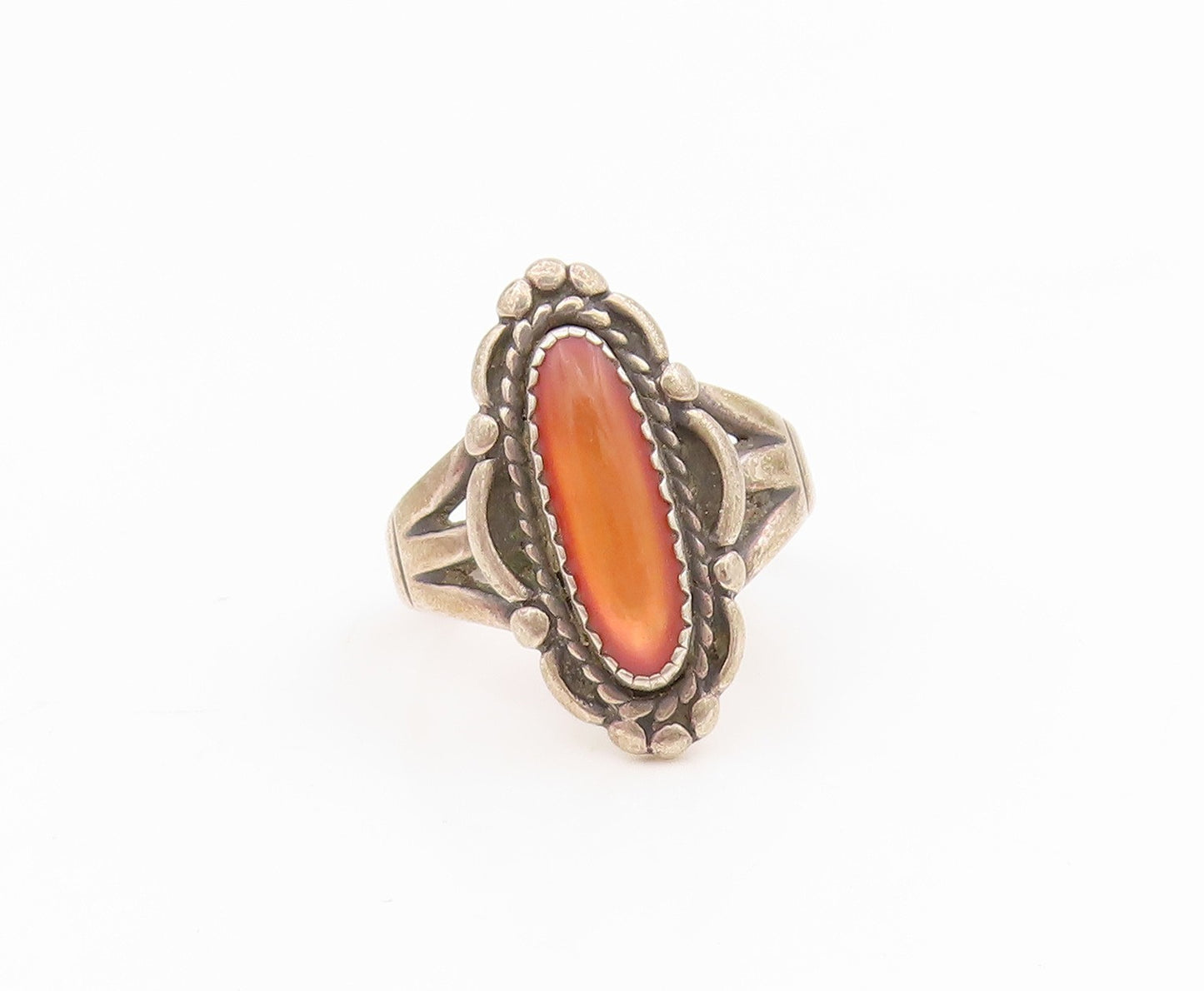 925 Sterling Silver Vintage Ring WHEELER Cat Eye Statement Band  Sz 5  RG34584