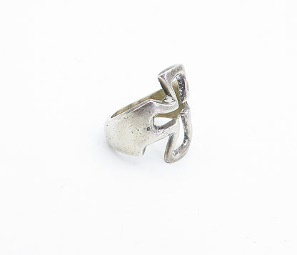 MEXICO 925 Sterling Silver  Vintage Religious Cross Band Ring Sz 4.5  RG3863