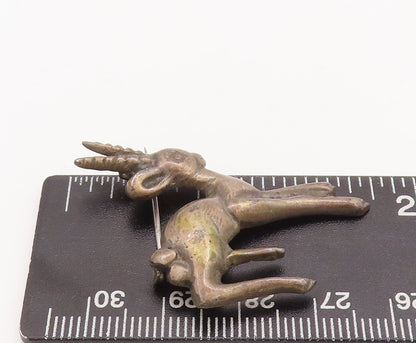 925 Sterling Silver Vintage Brooch Pin Antique Baby Deer With Long Horns BP11089