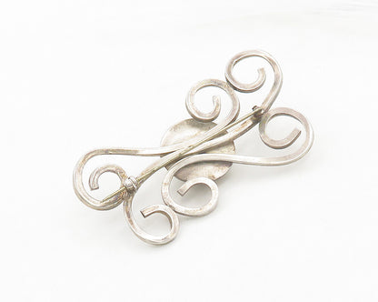 DESIGNER 925 Silver  Vintage Ribbon Swirl Dome Smooth Brooch Pin  BP7662