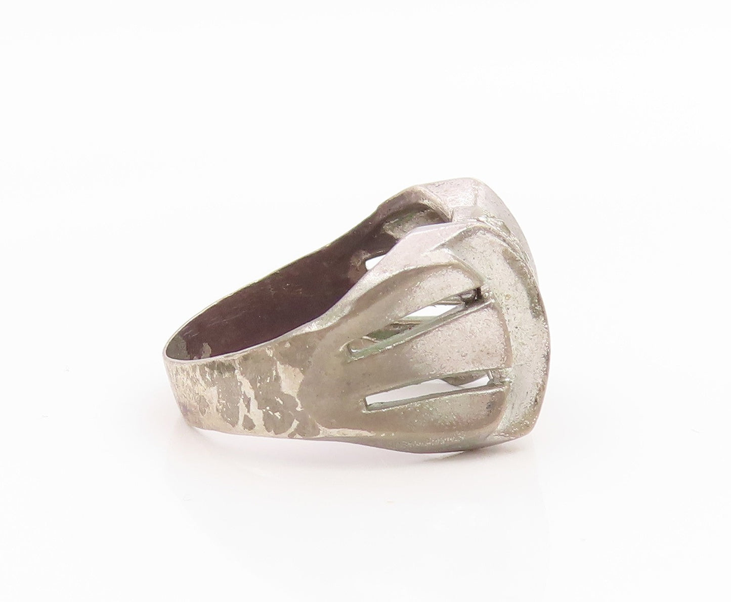 925 Sterling Silver Vintage Ring White Topaz Bow Tie Motif Band  Sz 8  RG35567
