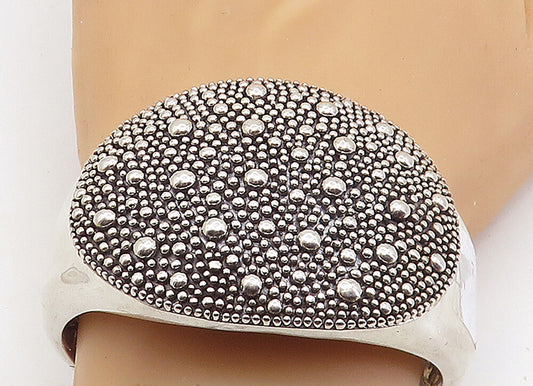 MICHAEL DAWKINS 925 Silver  Circle Patterned Large Hinge Cuff Bracelet  BT2700