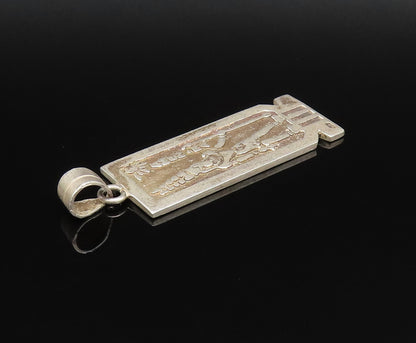 925 Sterling Silver  Vintage Carved Egyptian Pharoah Medal Pendant  PT21421