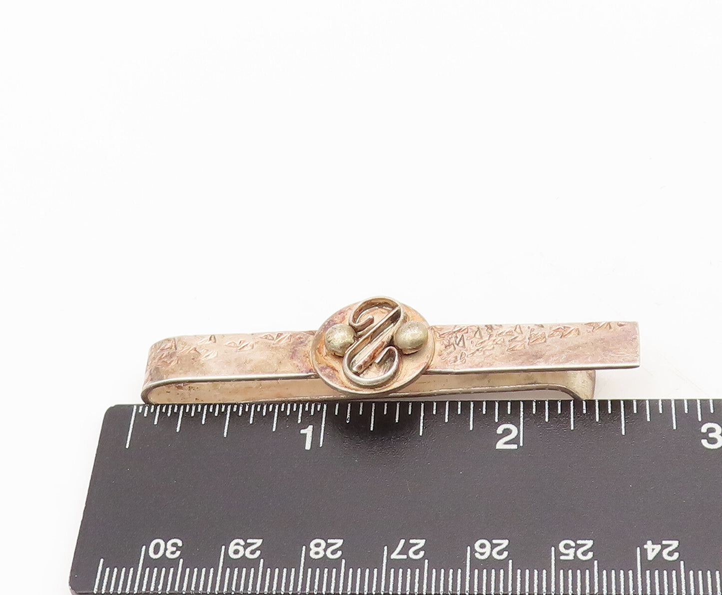 925 Sterling Silver  Vintage Dented Swirly Bided Designer Money Clip  TR3653