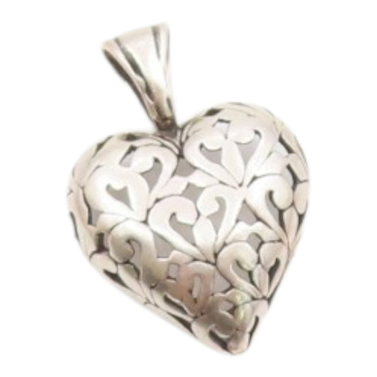 JEZLAINE 925 Sterling Silver  Vintage Swirl Love Heart Dome Pendant  PT17044