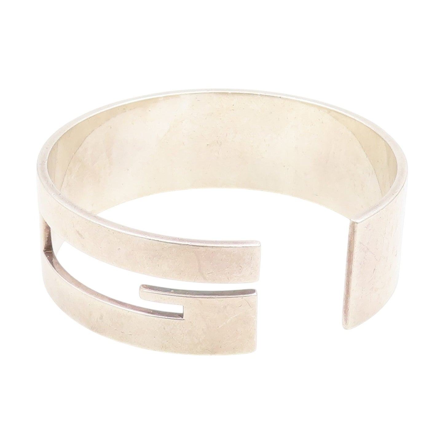 925 Sterling Silver Vintage Bracelet Classic Letter G Cutout Solid Cuff  BT11506