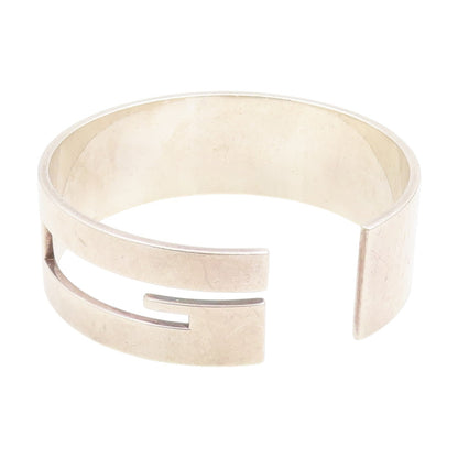 925 Sterling Silver Vintage Bracelet Classic Letter G Cutout Solid Cuff  BT11506