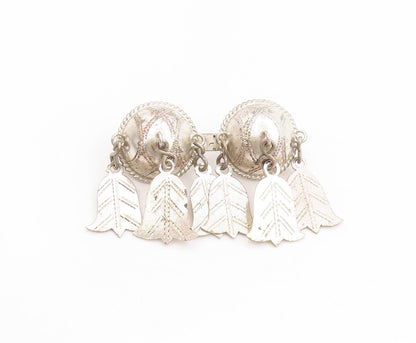 925 Sterling Silver Vintage Brooch Etched Geometric Spheres With Dangles BP11928