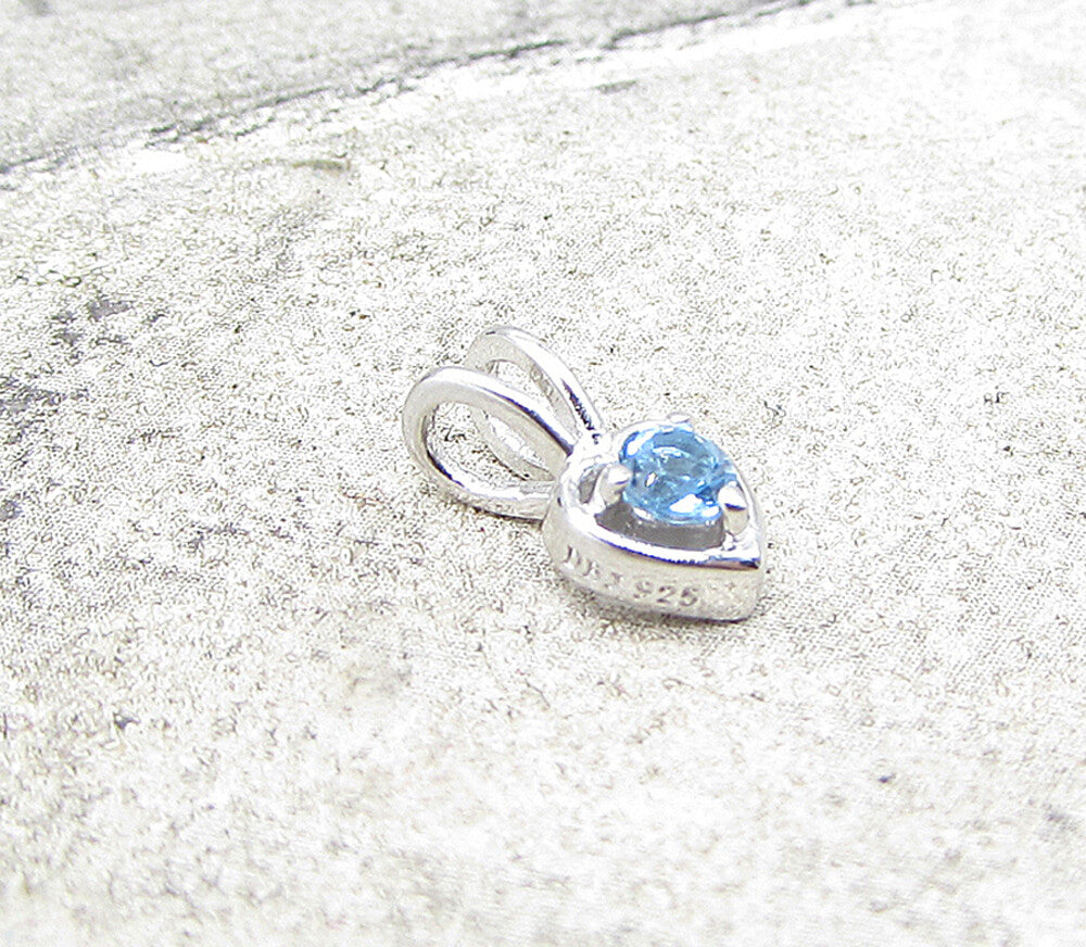 925 Sterling Silver  Blue Topaz Love Heart Slider Pendant  PT1169
