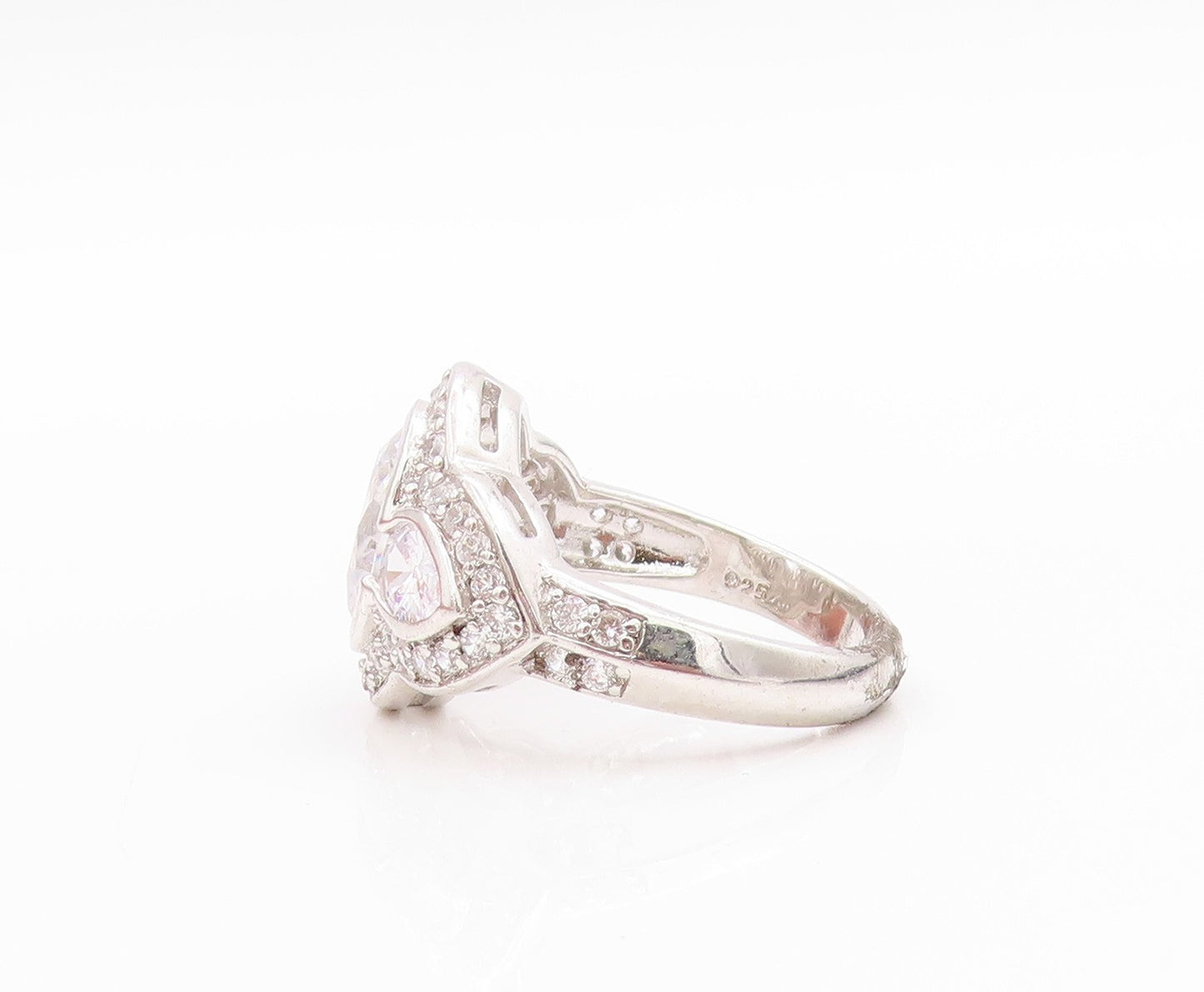 925 Sterling Silver Vintage Ring Multi Shape CZ Statement Band   Sz 7  RG33481
